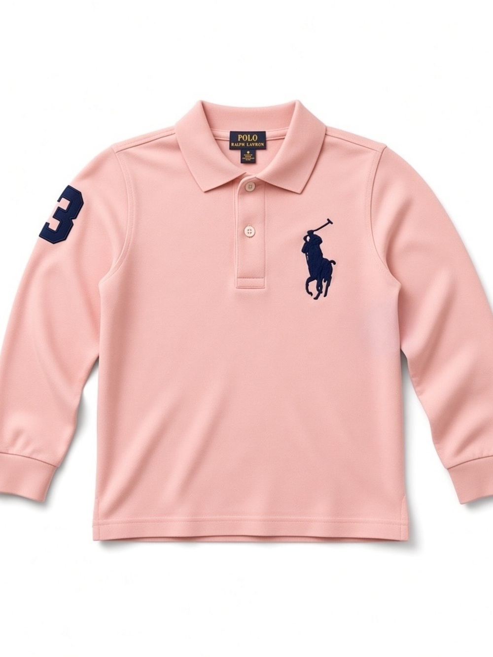Polo Ralph Lauren Boy Girl Long Sleeve Polo Shirt Pink & Blue Size 6 100% Cotton